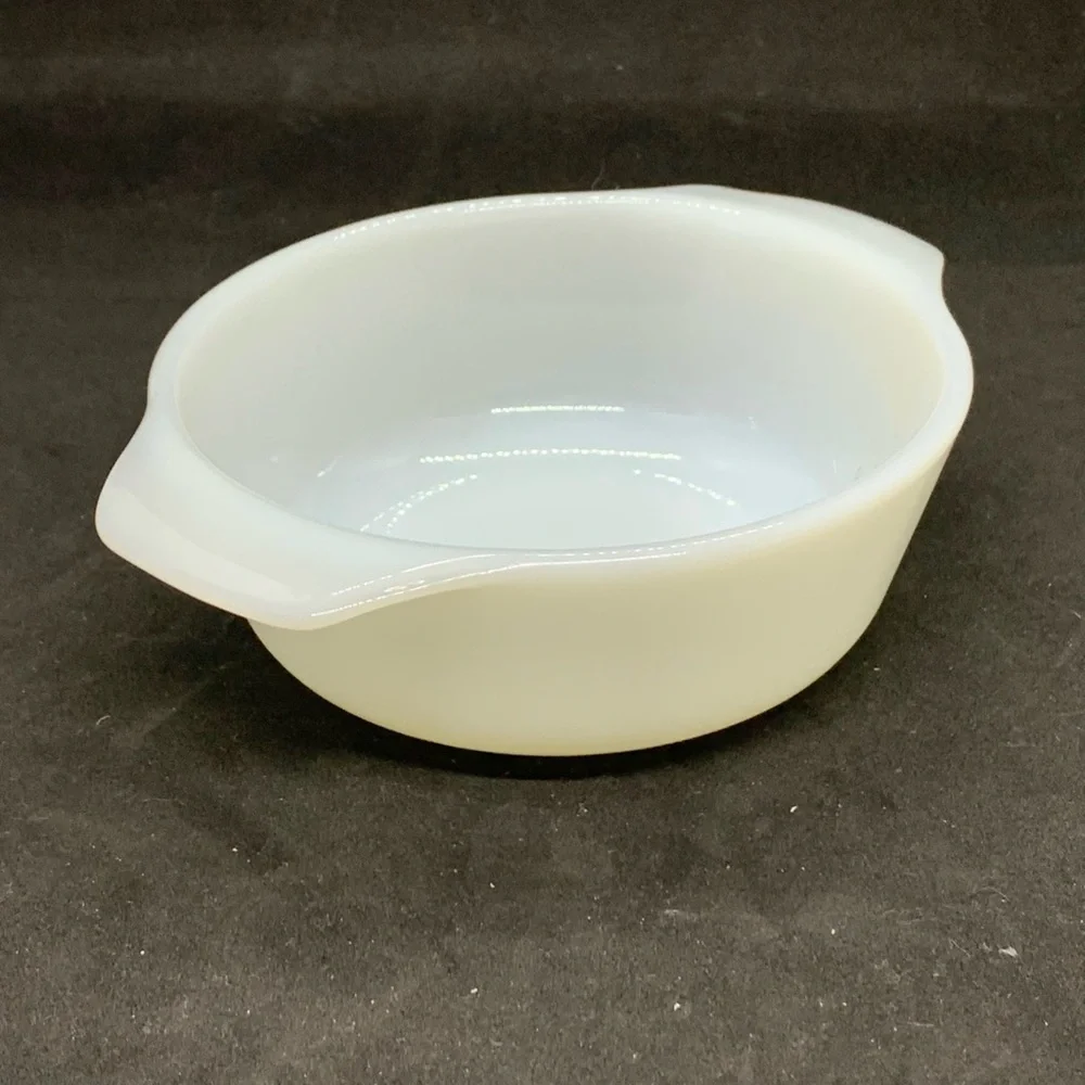 Vintage Fire King AH Milk Glass Mini Casserole Dish Tab Handles USA Cottagecore
